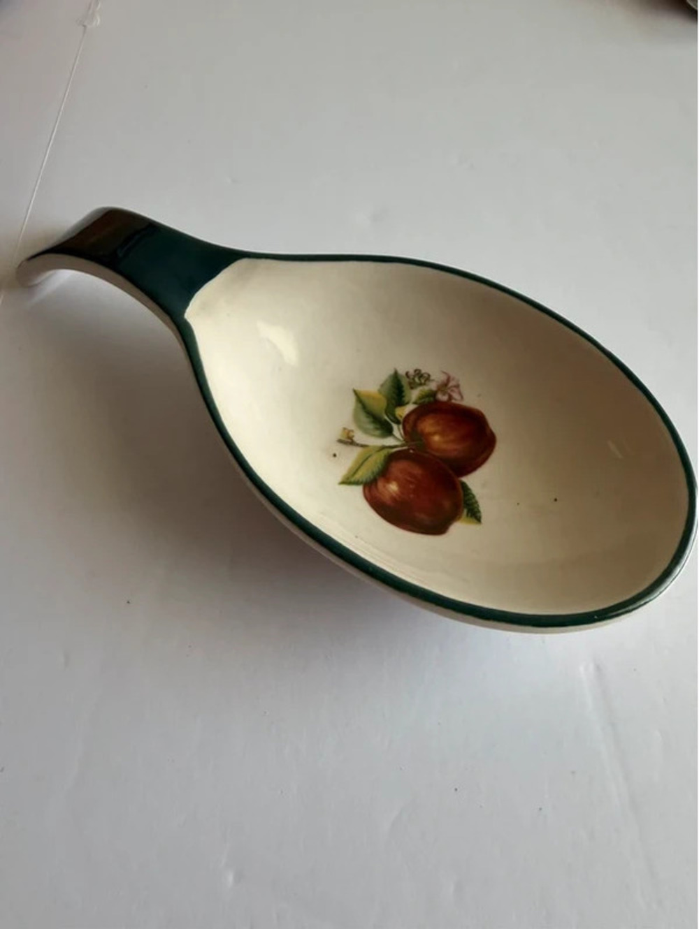 Vintage China Pearl Casuals Apple Spoon Rest Ceramic Farmhouse